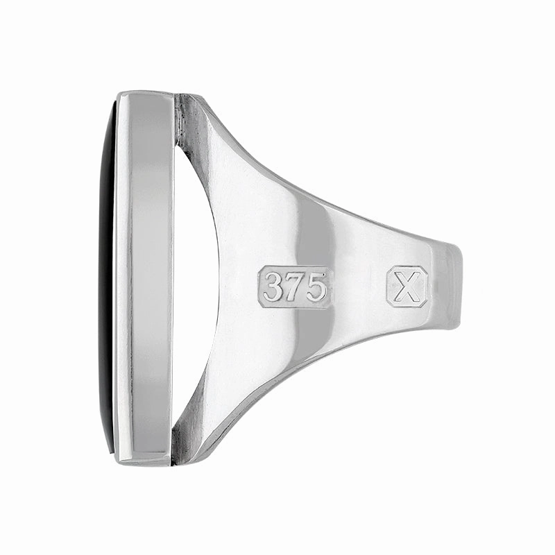 9ct White Gold Whitby Jet Hallmark Medium Square Ring