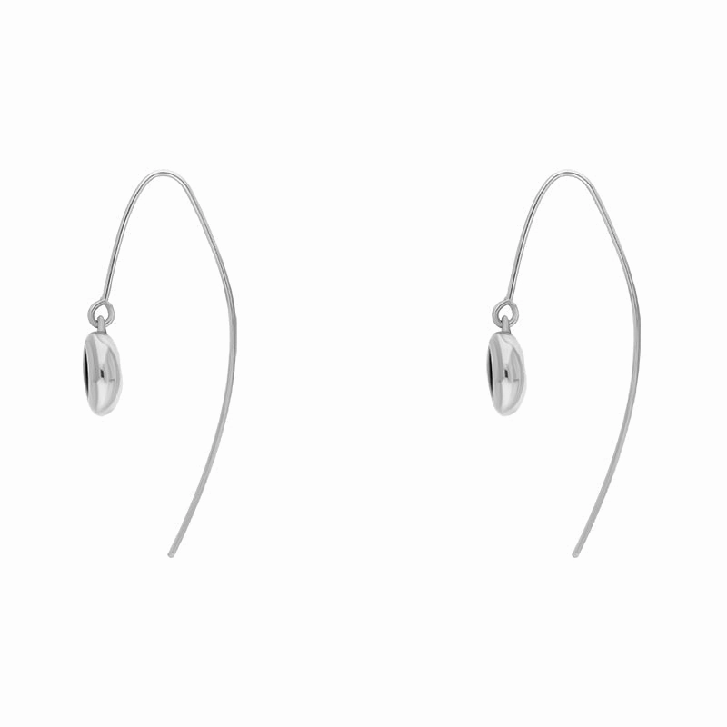9ct White Gold Whitby Jet Heart Disc Drop Earrings
