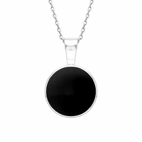 9ct White Gold Whitby Jet Heritage Round Necklace