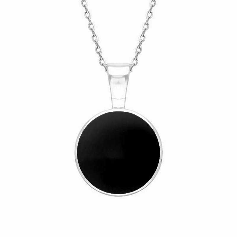 9ct White Gold Whitby Jet Heritage Round Necklace