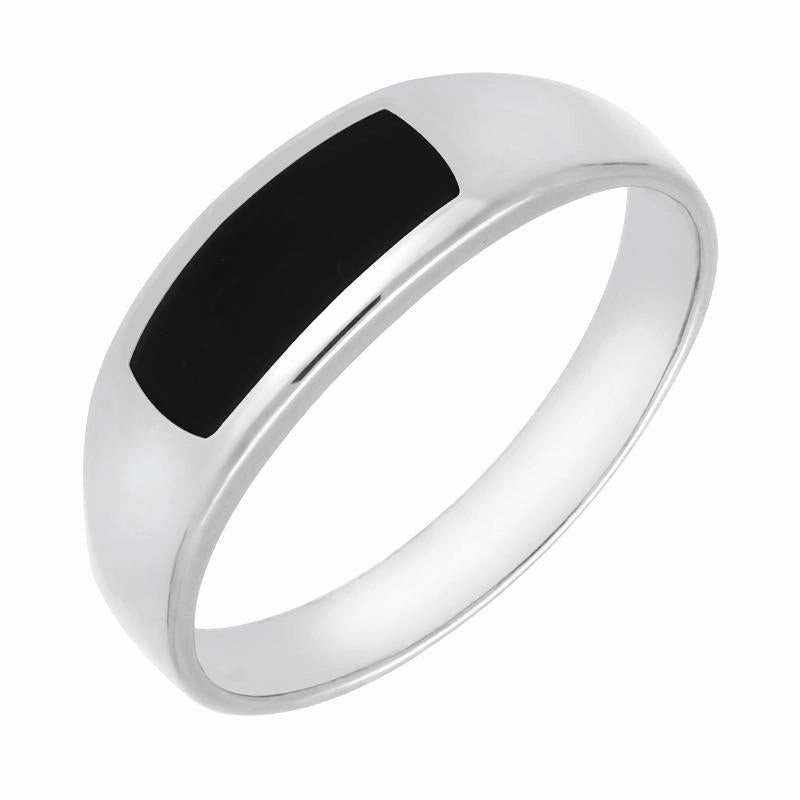 9ct White Gold Whitby Jet Inlay Ring