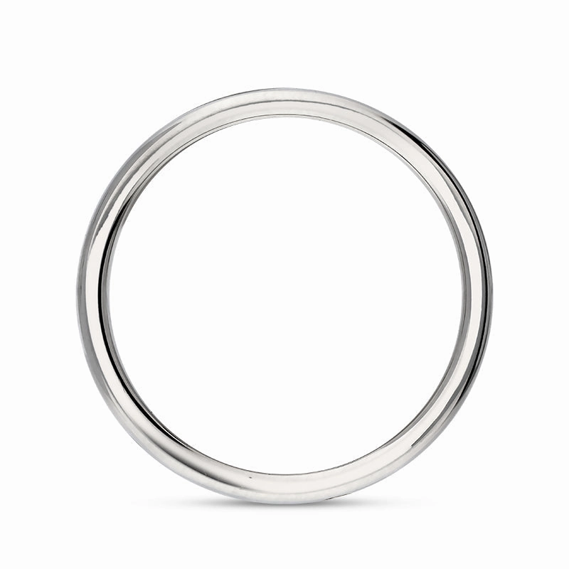 9ct White Gold Whitby Jet King's Coronation Hallmark 4mm Ring D