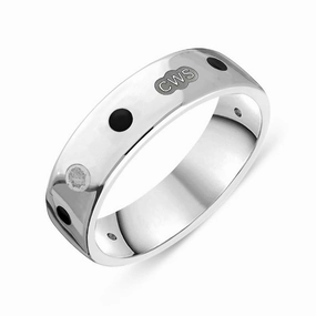 9ct White Gold Whitby Jet King's Coronation Hallmark 6mm Ring D