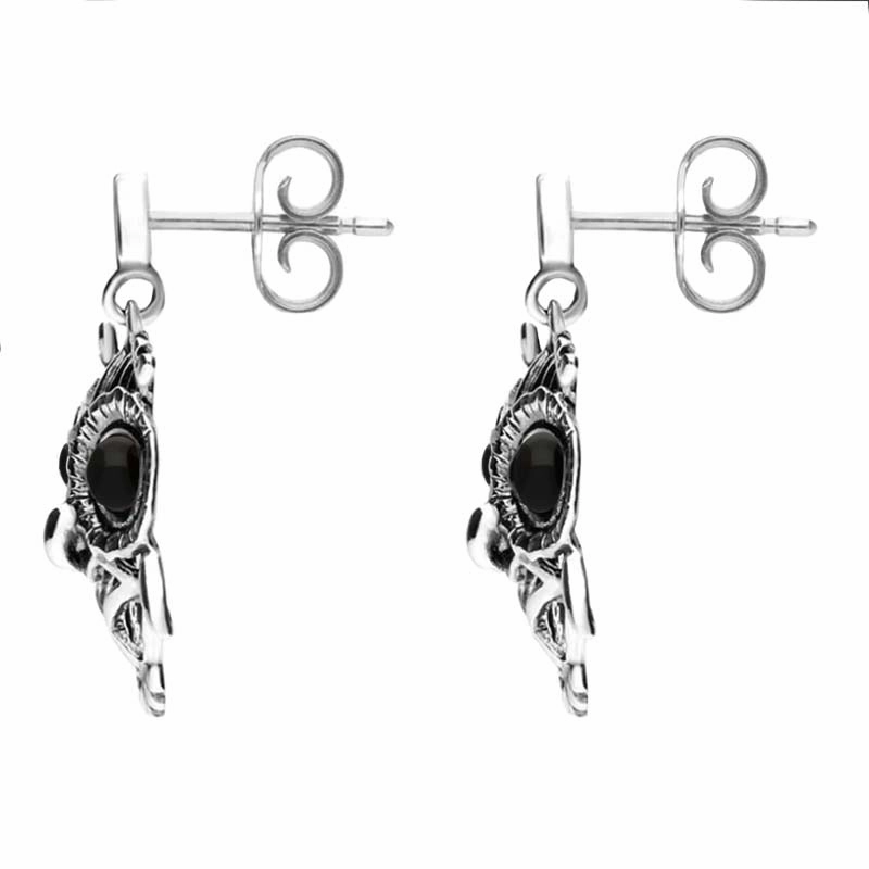 9ct White Gold Whitby Jet Owl Stud Earrings