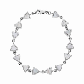 9ct White Gold White Mother of Pearl Curved Triangle Bracelet