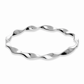 9ct White Gold Wire Twist Bangle D