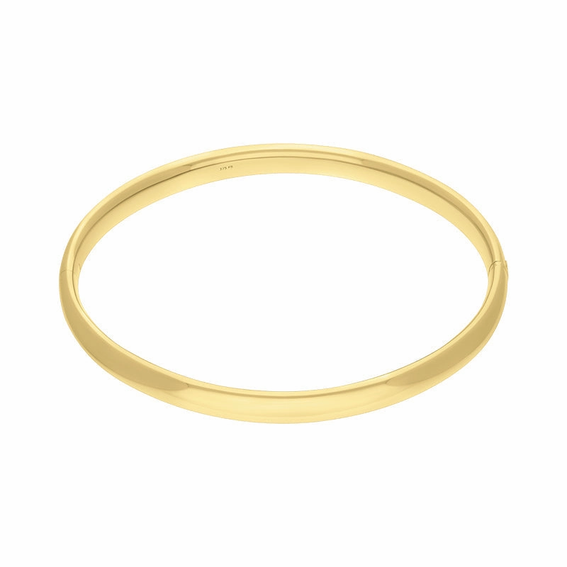 9ct Yellow Gold 4mm Domed Hinged Bangle