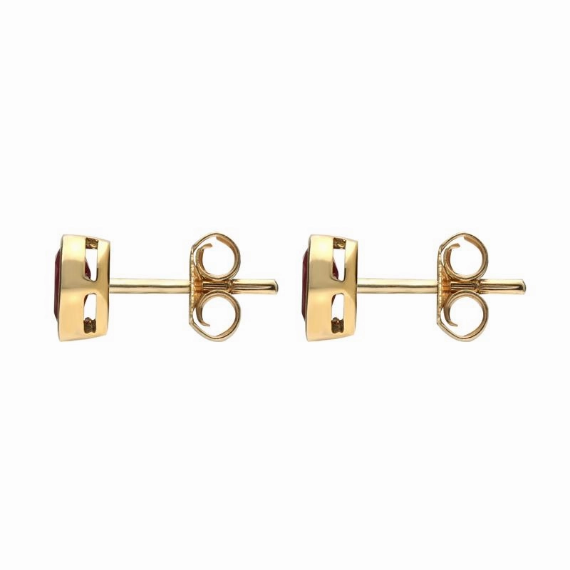 9ct Yellow Gold Ruby 6x4mm Pear Rub Over Set Stud Earrings
