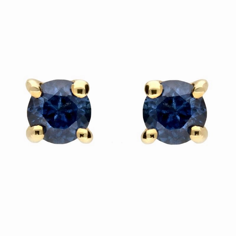 9ct Yellow Gold Sapphire 3mm Round Claw Set Stud Earrings