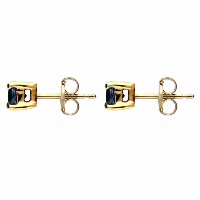 9ct Yellow Gold Sapphire 3mm Round Claw Set Stud Earrings