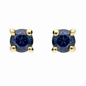 9ct Yellow Gold Sapphire 3mm Round Claw Set Stud Earrings