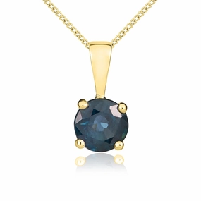 9ct Yellow Gold Sapphire 5mm Round Claw Set Pendant