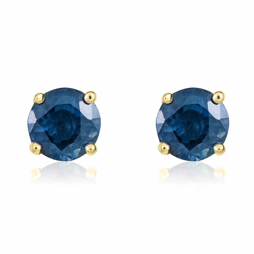 9ct Yellow Gold Sapphire 5mm Round Claw Set Stud Earrings