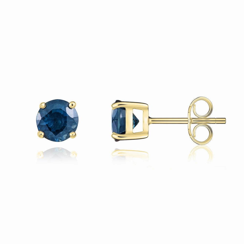 9ct Yellow Gold Sapphire 5mm Round Claw Set Stud Earrings