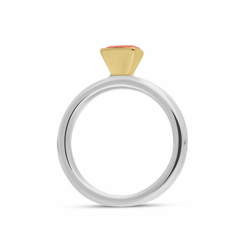 9ct Yellow Gold Sterling Silver Garnet Stepping Stones 5mm Square Bezel Set Ring