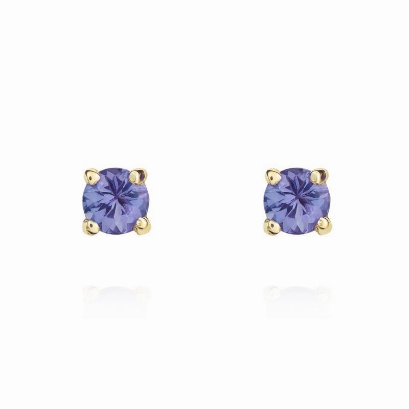 9ct Yellow Gold Tanzanite 3mm Round Claw Set Stud Earrings