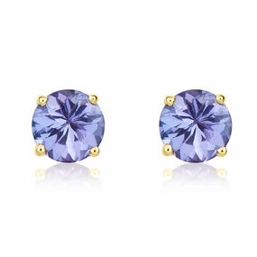 9ct Yellow Gold Tanzanite 5mm Round Claw Set Stud Earrings