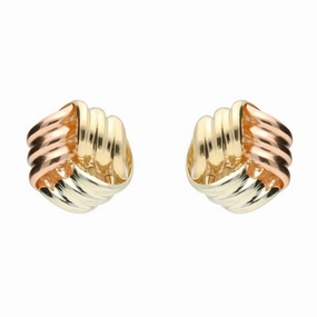 9ct Yellow, White and Rose Gold 10mm Knot Stud Earrings