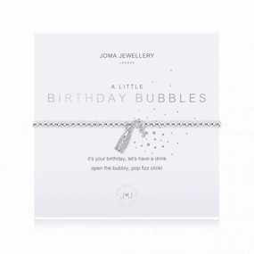 A Little Birthday Bubbles Silver 17.5cm Stretch Bracelet 3796