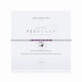 A Little Birthstone February Amethyst Silver 17.5cm Stretch Bracelet 3461