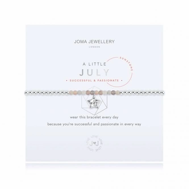 A Little Birthstone July Sunstone Silver 17.5cm Stretch Bracelet 3466