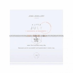 A Little Birthstone July Sunstone Silver 17.5cm Stretch Bracelet 3466