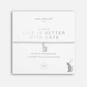A Little Life Is Better With Cats Silver 17.5cm Stretch Bracelet 5218