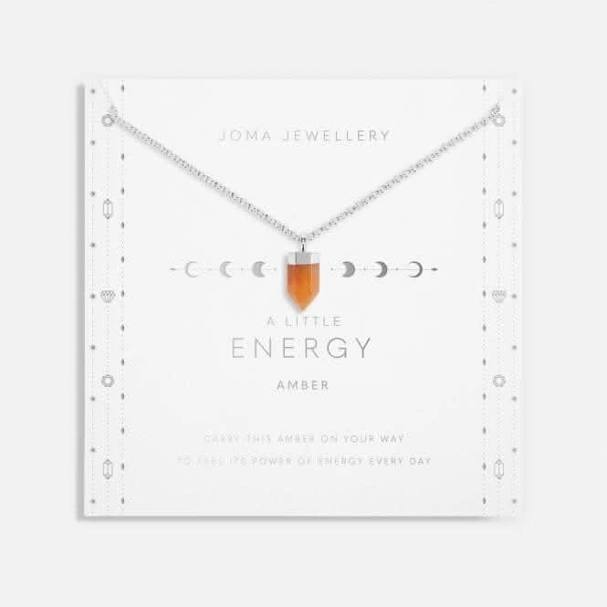 Affirmation Crystal Energy Amber Silver 46cm   5cm Necklace 6145
