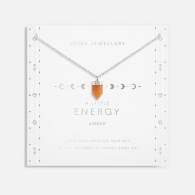 Affirmation Crystal Energy Amber Silver 46cm   5cm Necklace 6145