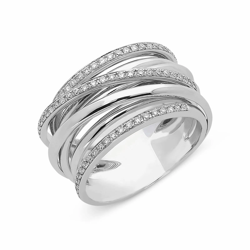 Al Coro Serenata 18ct White Gold 0.45ct Diamond Crossover Ring