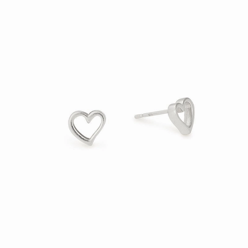 Alex And Ani Sterling Silver Heart Earrings