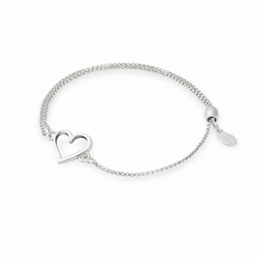Alex And Ani Sterling Silver Heart Pull Chain Bracelet