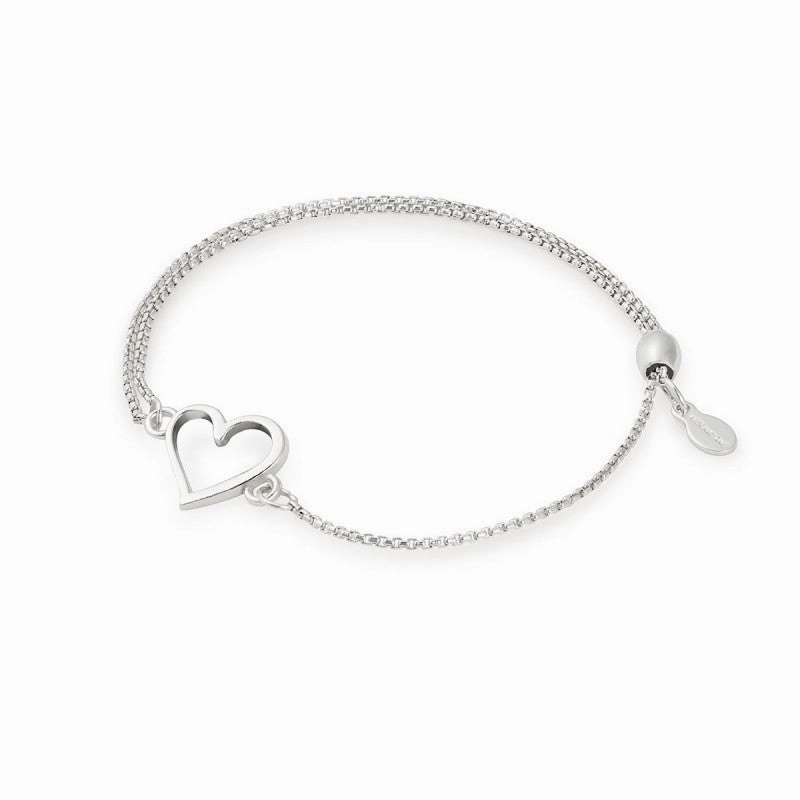 Alex And Ani Sterling Silver Heart Pull Chain Bracelet