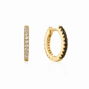 Ania Haie Gold Black White Cubic Zirconia Huggies E060-01G