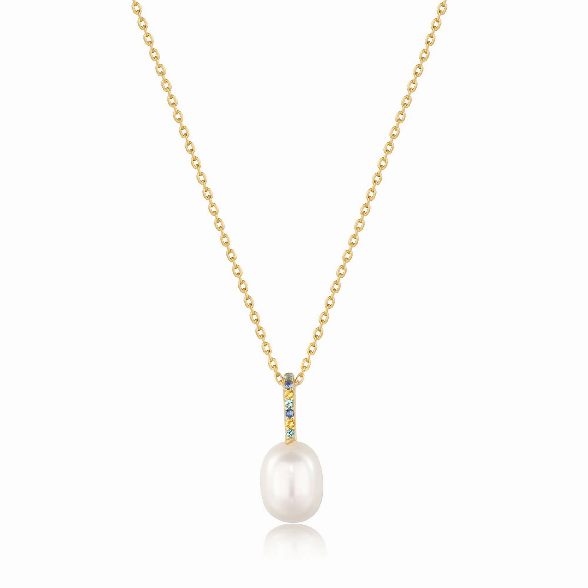 Ania Haie Gold Gem Pearl Drop Pendant Necklace N054-01G