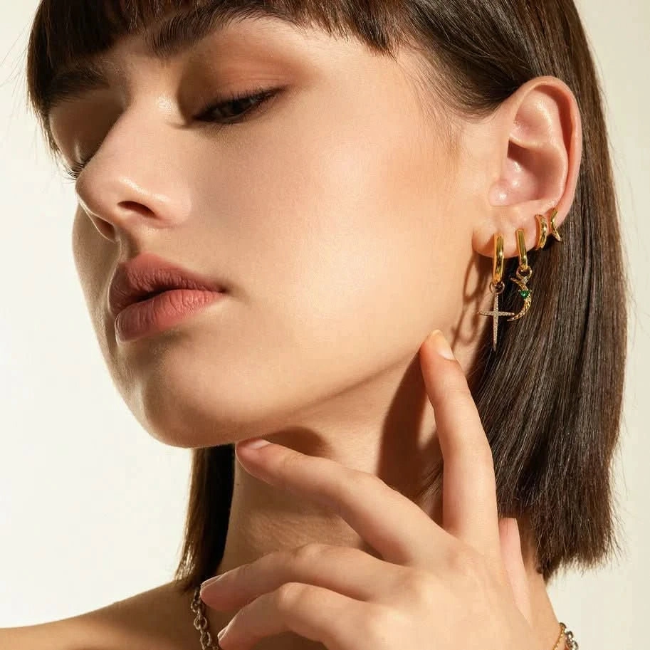 Ania Haie Gold Star Huggie Hoop Earrings E048-02G