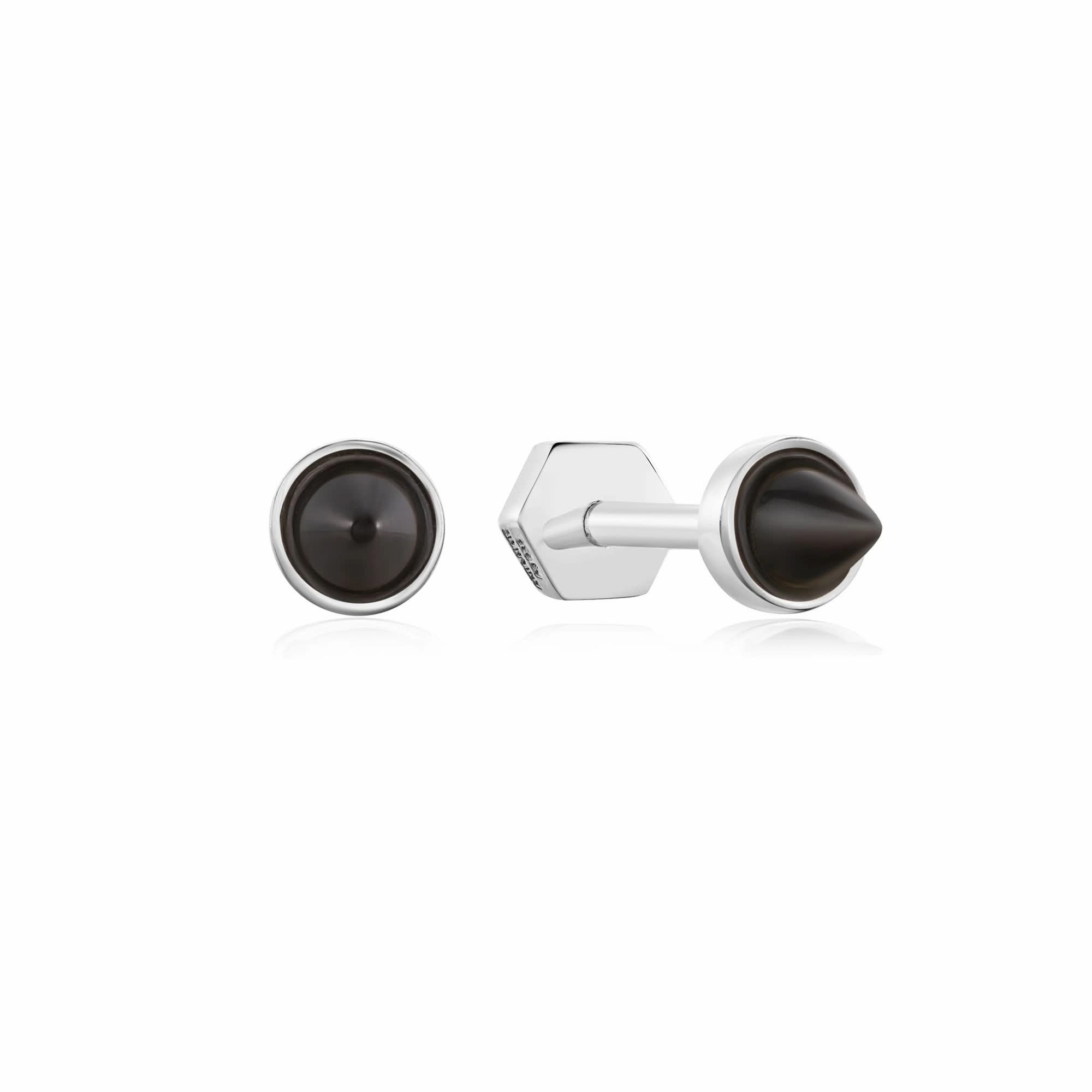 Ania Haie Silver Black Agate Point Barbell Earrings E053-01H