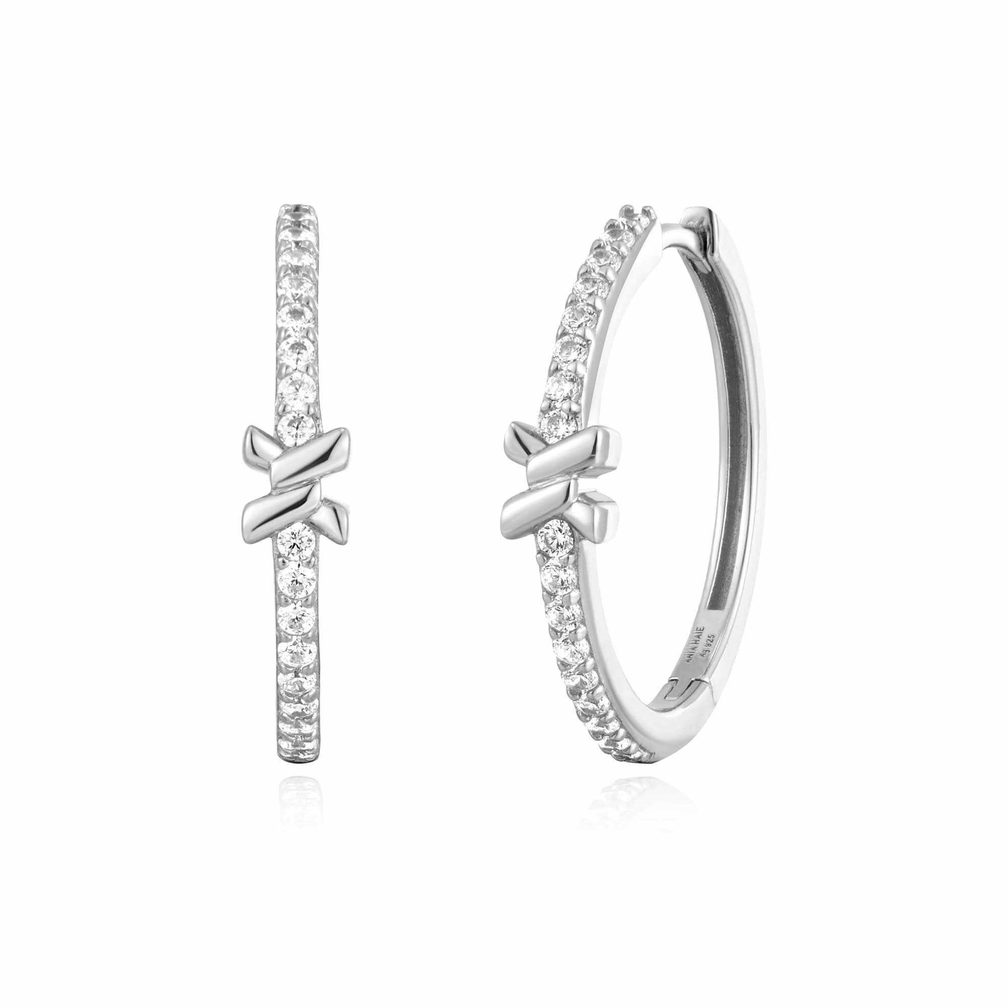 Ania Haie Silver Cross Hoops E061-14H