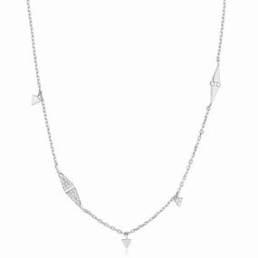 Ania Haie Silver Geometric Sparkle Chain Necklace N053-06H