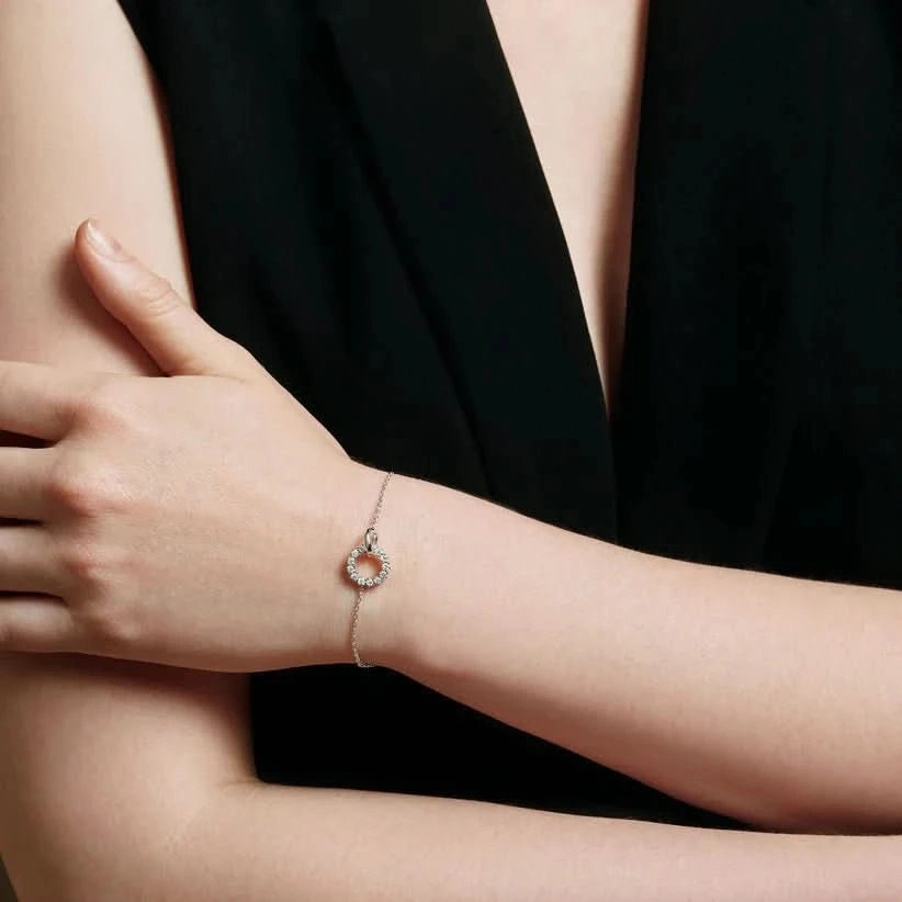 Ania Haie Silver Interlinked Circles Pav Bracelet B056-01H