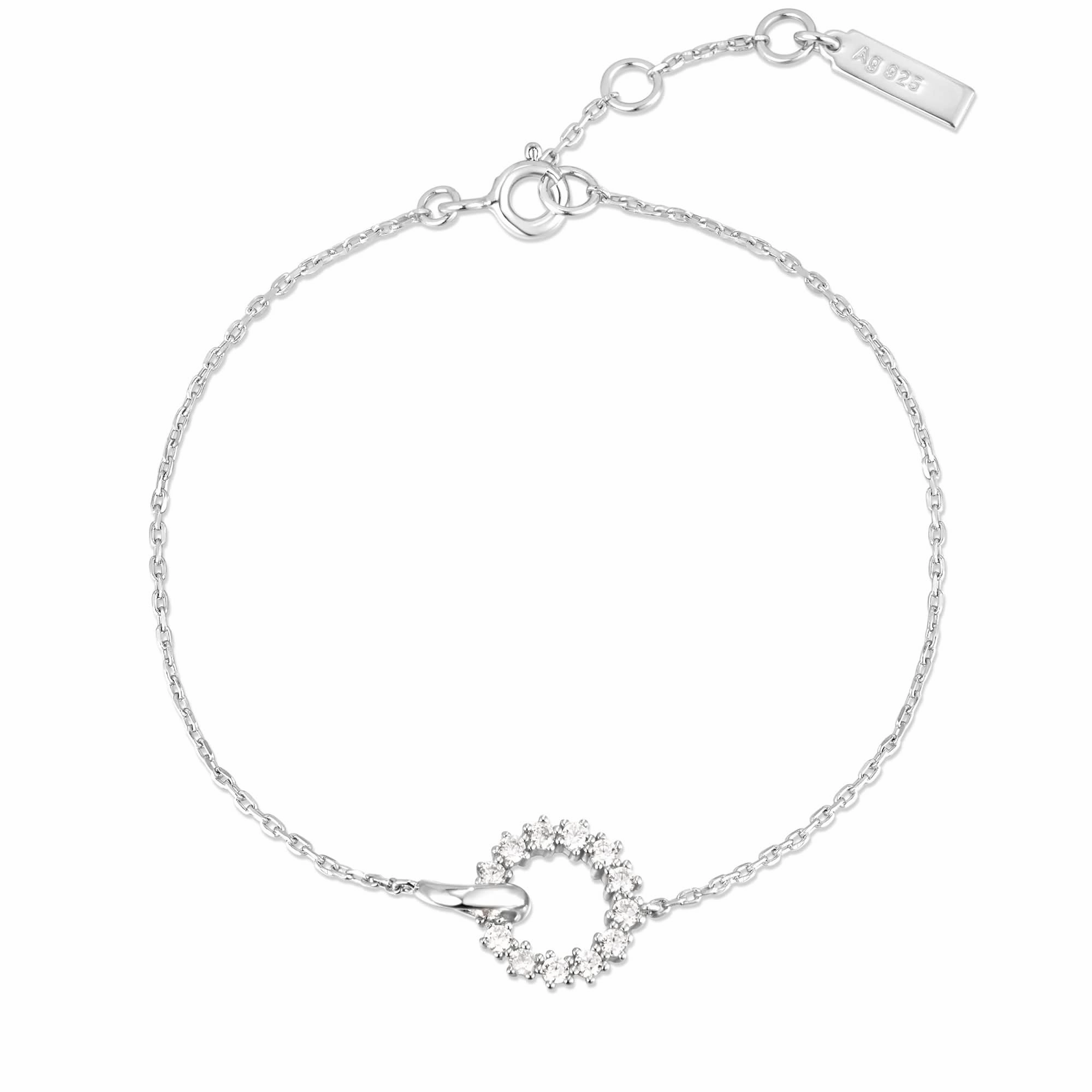 Ania Haie Silver Interlinked Circles Pav Bracelet B056-01H