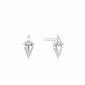 Ania Haie Silver Triangle Cubic Zirconia Geometric Stud Ear Jackets E059-04H