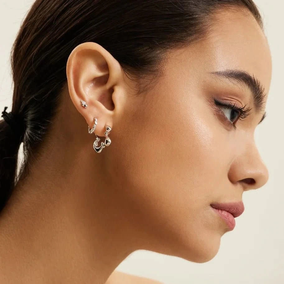 Ania Haie Silver Twisted Wave Huggie Hoop Earrings E050-01H