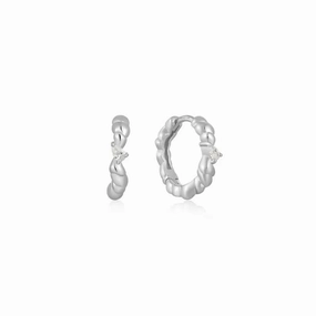 Ania Haie Silver Twisted Wave Huggie Hoop Earrings E050-01H