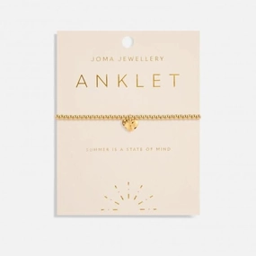 Anklet Gold Hammered Heart 5619