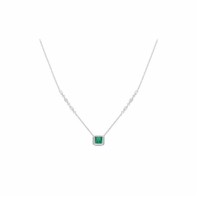 Art Deco Style Emerald Cubic Zirconia Pave Necklace N4402