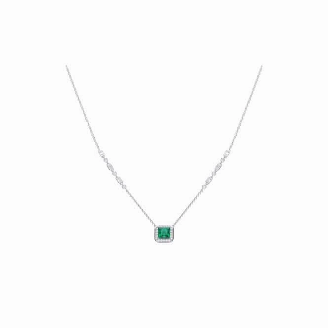 Art Deco Style Emerald Cubic Zirconia Pave Necklace N4402