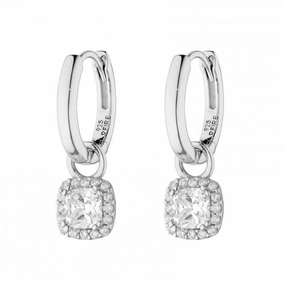 Assembled Hoop Square Halo Drops Earrings E6061