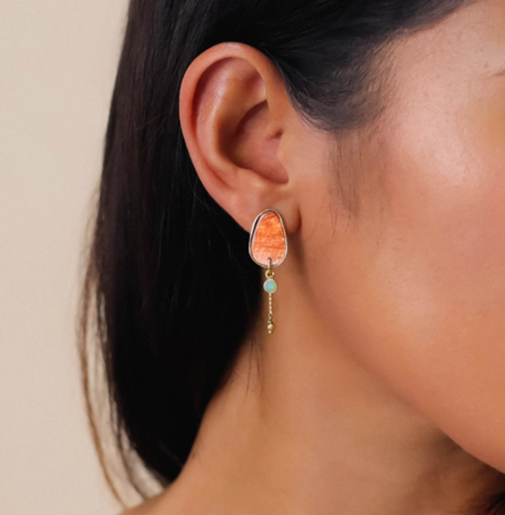 AURORE Oval Post With Chain Dangle Earring