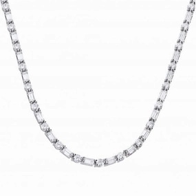 Baguette And Round Cubic Zirconia Necklace N4398